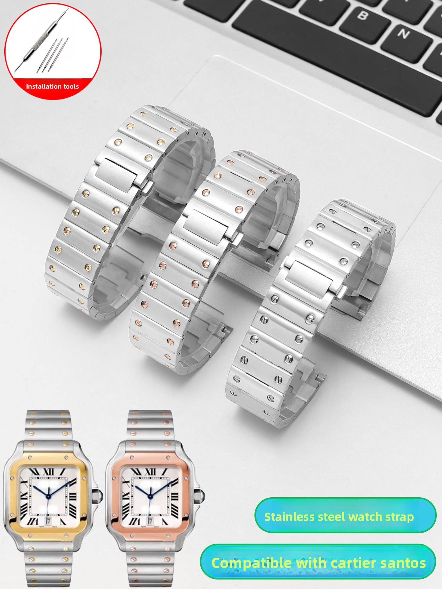 Cartier Watch Santos - Cocok untuk Jam Tangan Baja Tahan
